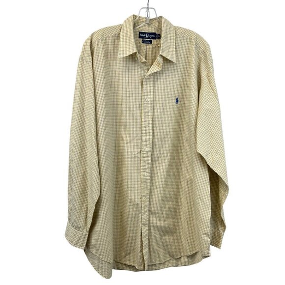 Ralph Lauren Men’s Blake Button Down Shirt Yellow/Blue Check Size XL Long Sleeve - Picture 1 of 8